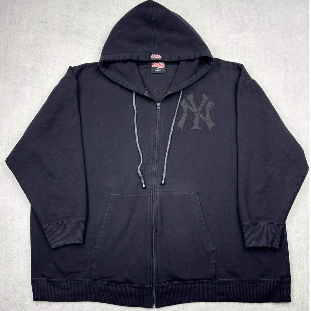 Stitches Hoodie Mens 3XL Black New York Yankees Tonal Logo Zip Sweatshirt MLB 3X